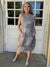 Linen Floral Midi Dress in Lagoon at ooh la la! in Grapevine TX 76051