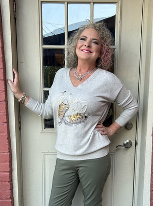 I Love Sneakers Sweater in Ivory at ooh la la! in Grapevine TX 76051