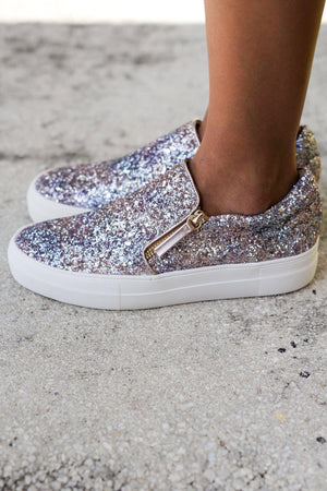 *FINAL SALE* Timor Glitter Zip Slip On Sneakers