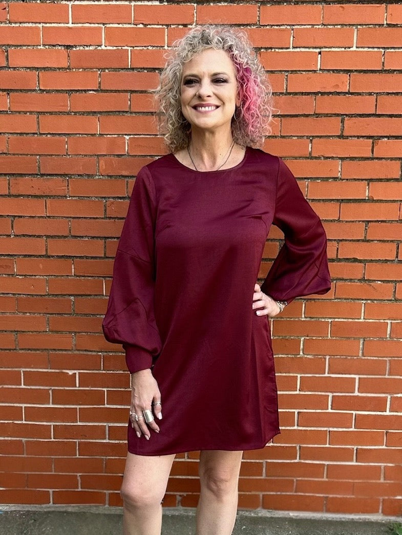 FINAL SALE* Molly Bracken Fancy Sleeve Satin Dress ooh la la! FINAL SALE* Molly Bracken Fancy Sleeve Satin Dress ooh la la!