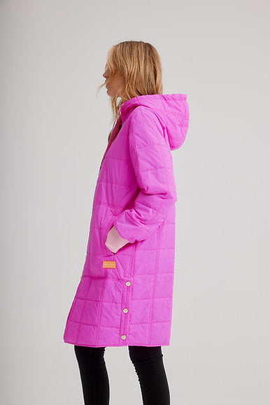 Nikki Jones Super Light Hooded Puffer Coat in passion pink at ooh la la! in Grapevine TX 76051