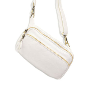 Joy Susan Kylie Double Zip Sling Bag in white at ooh la la! in Grapevine TX 76051