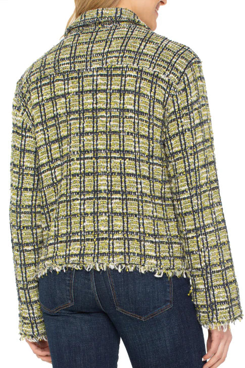 Liverpool Plaid Cargo Shacket with Fray at ooh la la! in Grapevine TX 76051