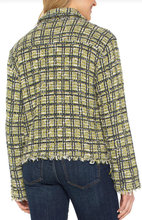 Liverpool Plaid Cargo Shacket with Fray at ooh la la! in Grapevine TX 76051