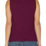 Liverpool Sleeveless High Boatneck Knit Top in wine berry at ooh la la! in Grapevine TX 76051