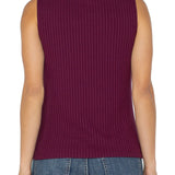 Liverpool Sleeveless High Boatneck Knit Top in wine berry at ooh la la! in Grapevine TX 76051