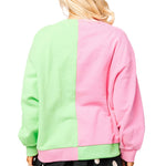 Wicked X Queen of Sparkles Green & Pink Colorblock Character Profile 'Wicked' Sweatshirt at ooh la la! in Grapevine TX 76051