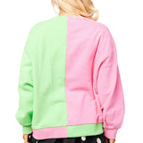 Wicked X Queen of Sparkles Green & Pink Colorblock Character Profile 'Wicked' Sweatshirt at ooh la la! in Grapevine TX 76051