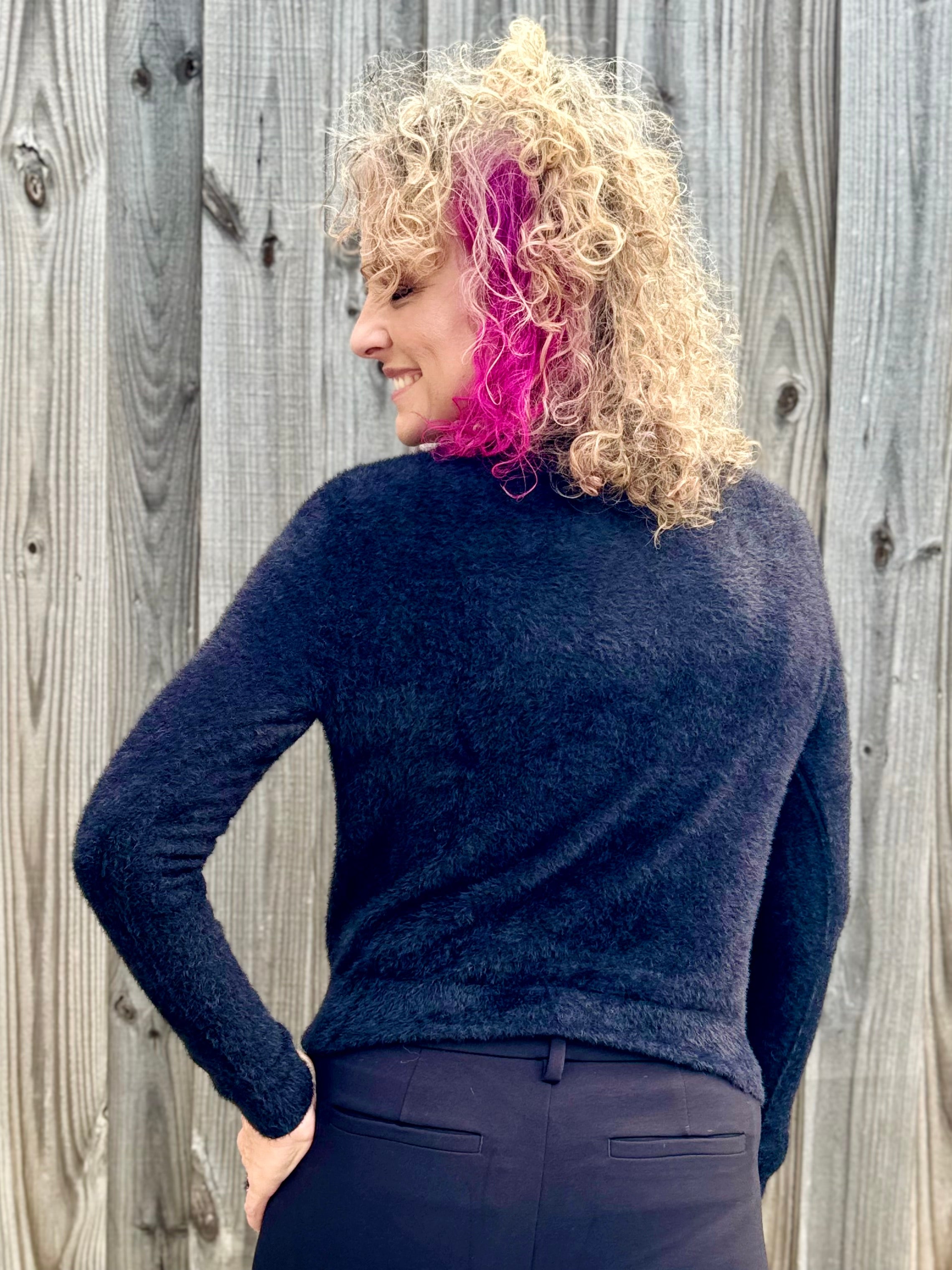 Molly Bracken Pearl Button Cardigan in black at ooh la la! in Grapevine TX 76051