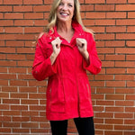Casual Short Raincoat in red at ooh la la! in Grapevine TX 76051