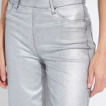 Lysse Metallic Coated High Waist Wide Leg Pull-On Jeans in silver at ooh la la! in Grapevine TX 76051
