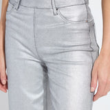 Lysse Metallic Coated High Waist Wide Leg Pull-On Jeans in silver at ooh la la! in Grapevine TX 76051