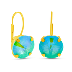 Soft Mint Ignite Glacier Blue TOVA Candy Crush earrings, crystal round earrings, handmade Canadian jewelry, hypoallergenic gold earrings, 12mm crystal hoops, whimsical boutique jewelry, colorful drop earrings. at ooh la la! in Grapevine TX 76051