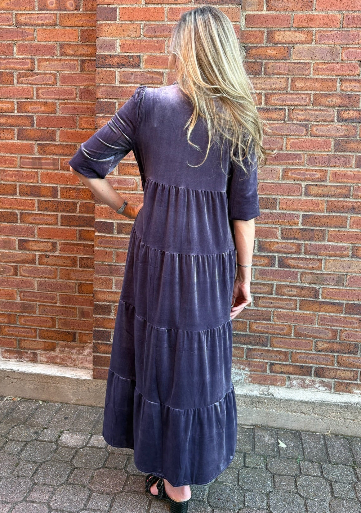 Romance Imagined Velour Midi Dress In mulberry arch la la! in Grapevine TX 76051