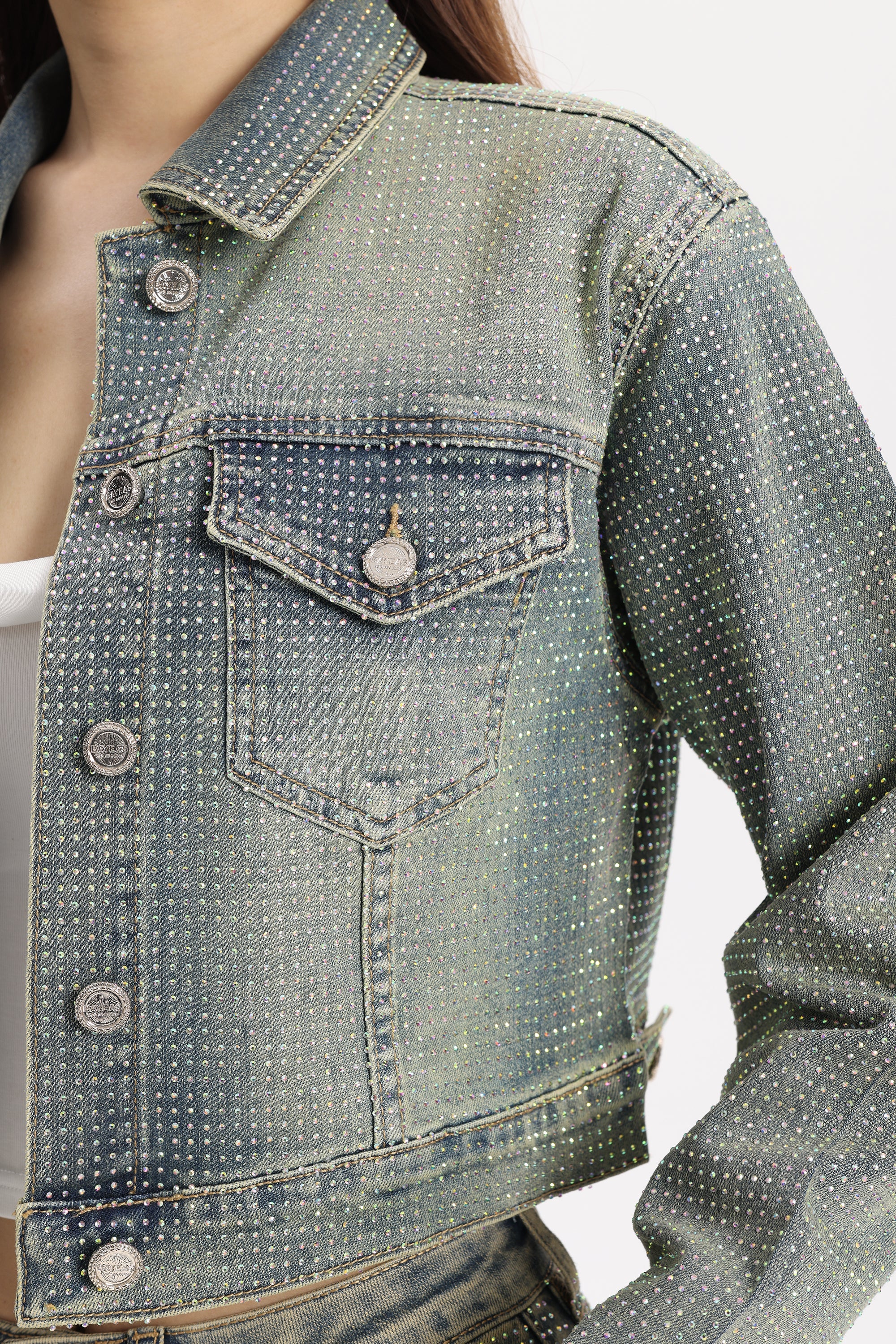 Bayeas Rhinestone Denim Jacket in newedge at ooh la la! in Grapevine TX 76051