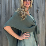 Ribbed Knit Wrap with Tab in Olive at ooh la la! in Grapevine TX 76051