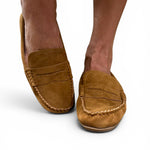 Corky's Penny for Your Thoughts Moccasin Loafer - Camel Faux Suede at ooh la la! in Grapevine TX 76051