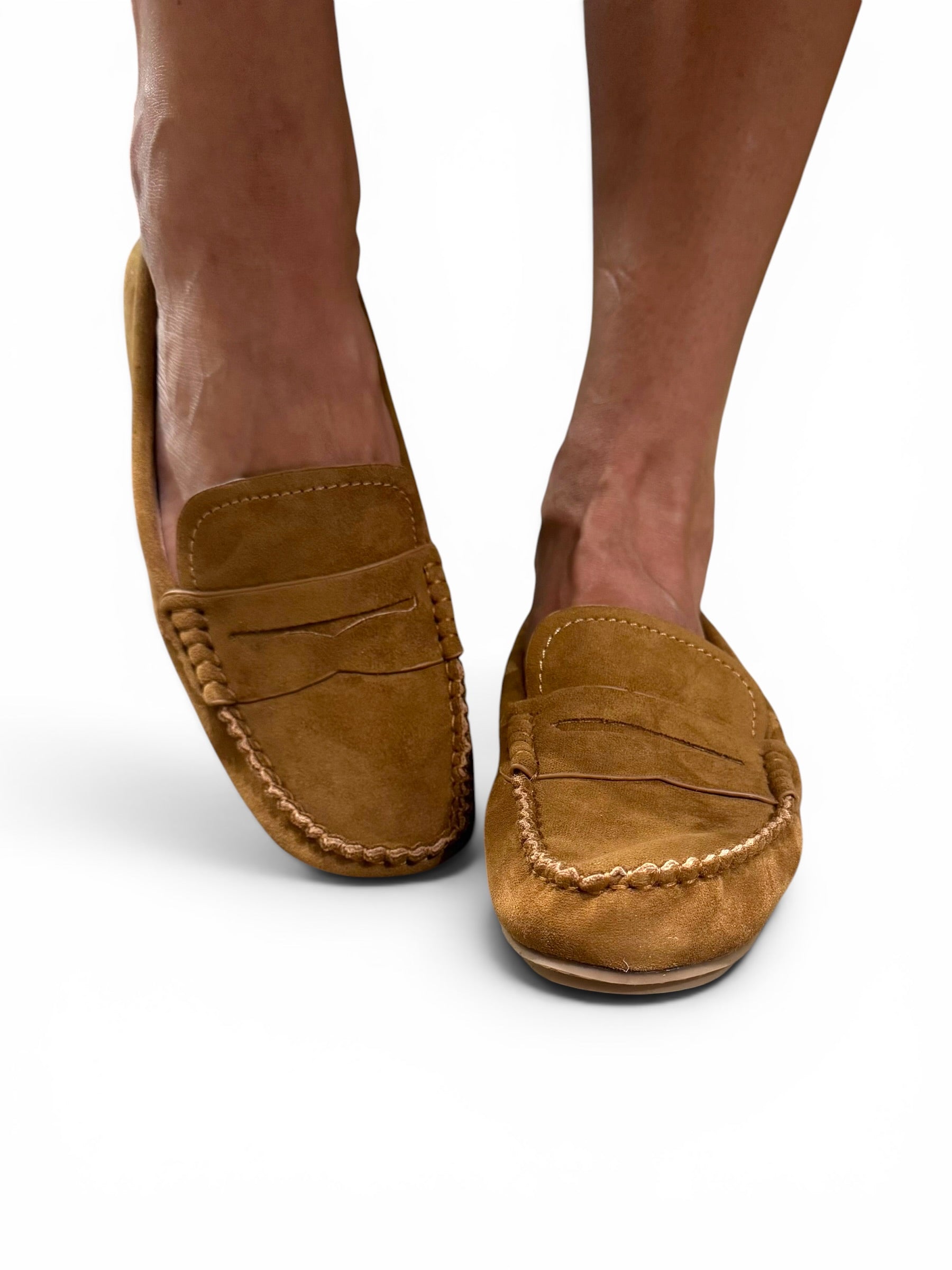 Corky's Penny for Your Thoughts Moccasin Loafer - Camel Faux Suede at ooh la la! in Grapevine TX 76051
