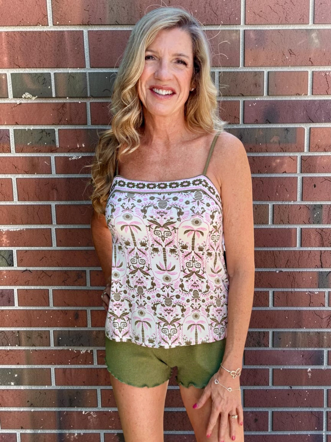 PJ Salvage Rib Knit Lounge Shorts in Heather Dark Olive at ooh la la! in Grapevine TX 76051