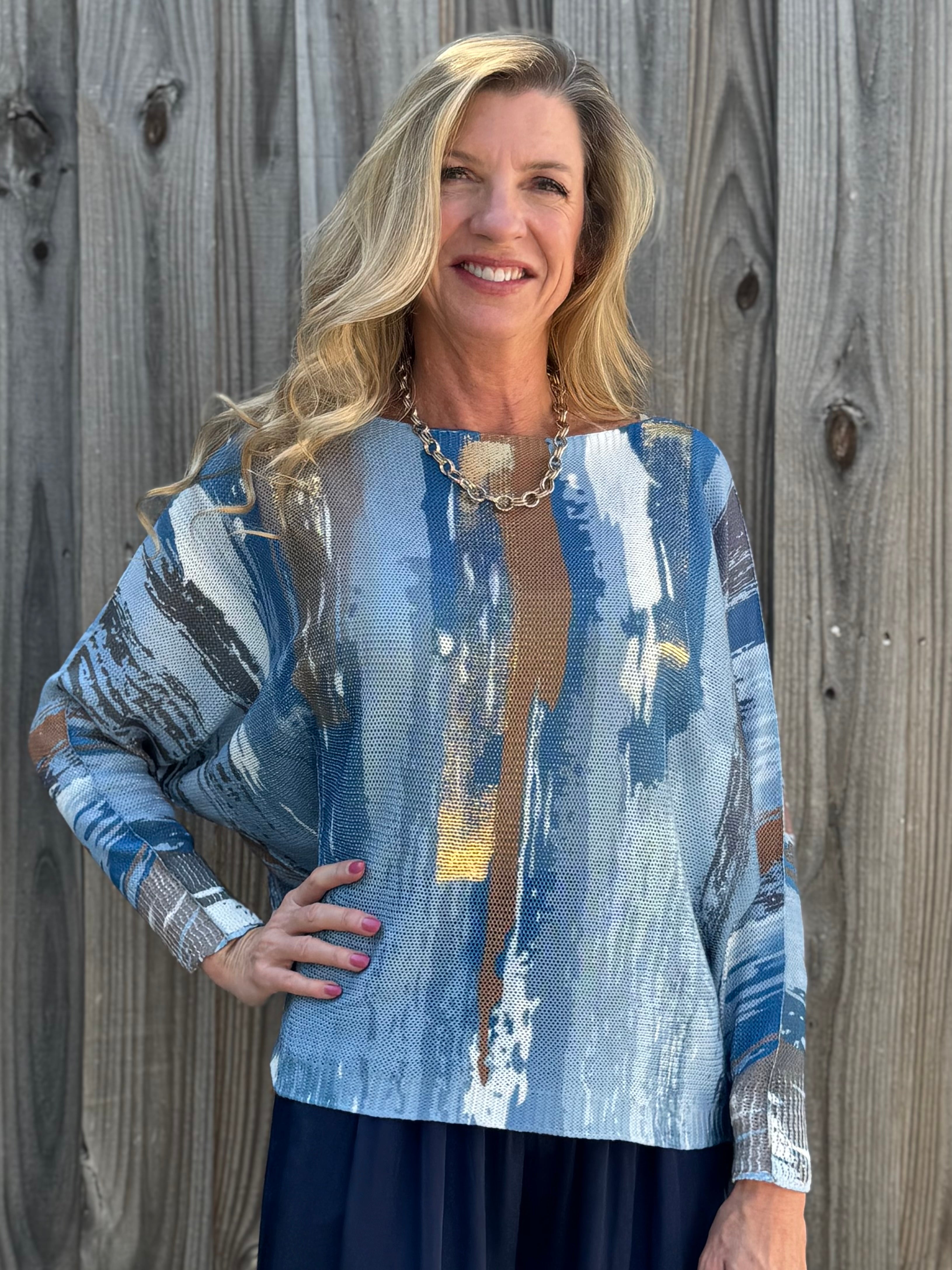 Vertical Paint Strokes Batwing Sweater at ooh la la! in Grapevine TX 76051