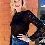 Long Sleeve Lace Top in black at ooh la la! in Grapevine TX 76051