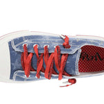 Very G Aman sneakers, patriotic denim shoes, star print platform sneakers, USA rhinestone sneakers, red sparkle laces, women’s dark denim sneakers, Americana footwear, Very G platform shoes, red white and blue sneakers. at ooh la la! in Grapevine TX 76051