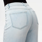 Valentine High Rise Straight Silver Stud Jeans at ooh la la! in Grapevine TX 76051