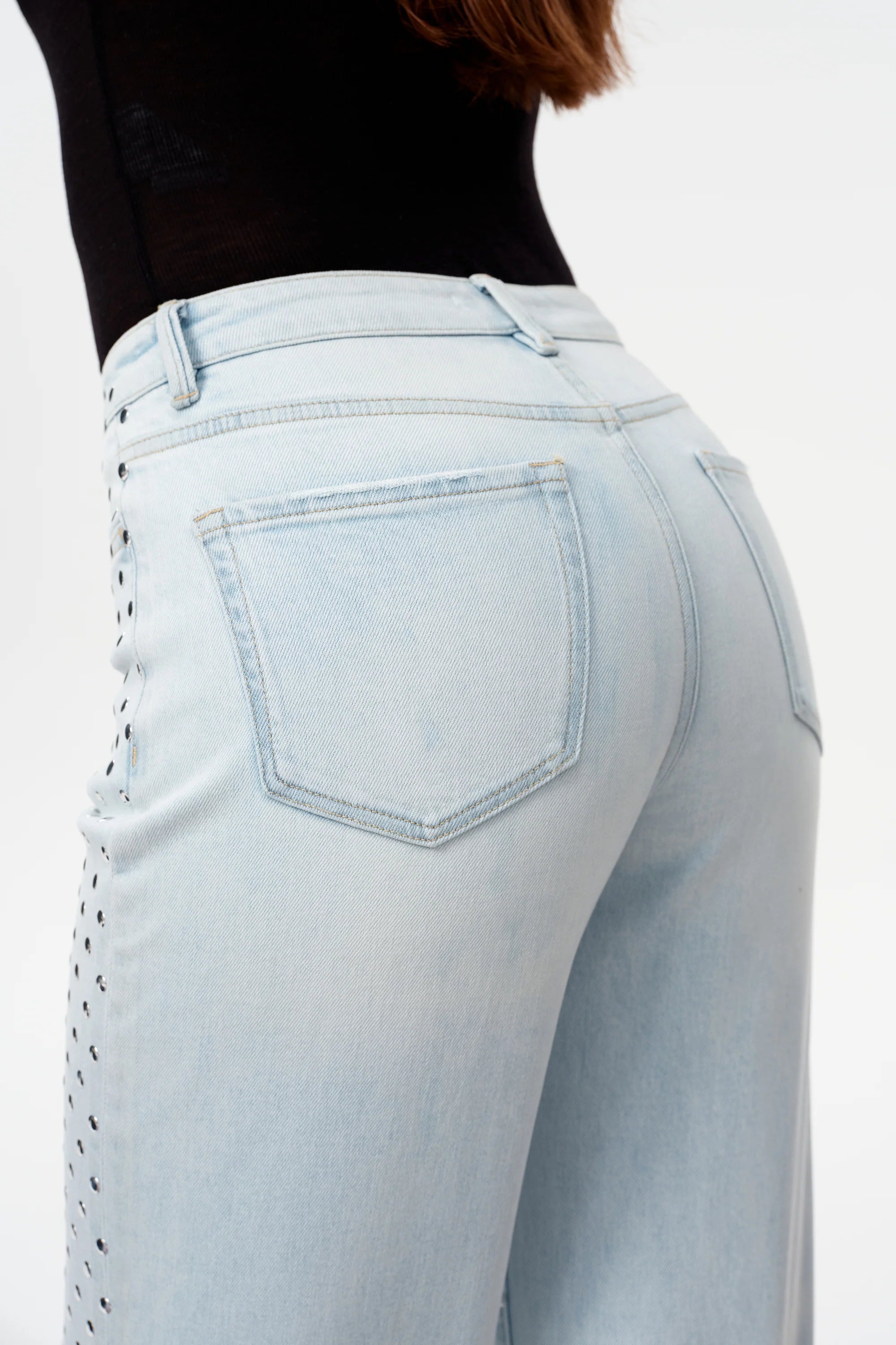 Valentine High Rise Straight Silver Stud Jeans at ooh la la! in Grapevine TX 76051