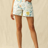 Floral high waisted shorts, watercolor print shorts, cotton floral shorts, women's summer fashion, high rise floral bottoms, breathable summer shorts, chic floral apparel. at ooh la la! in Grapevine TX 76051