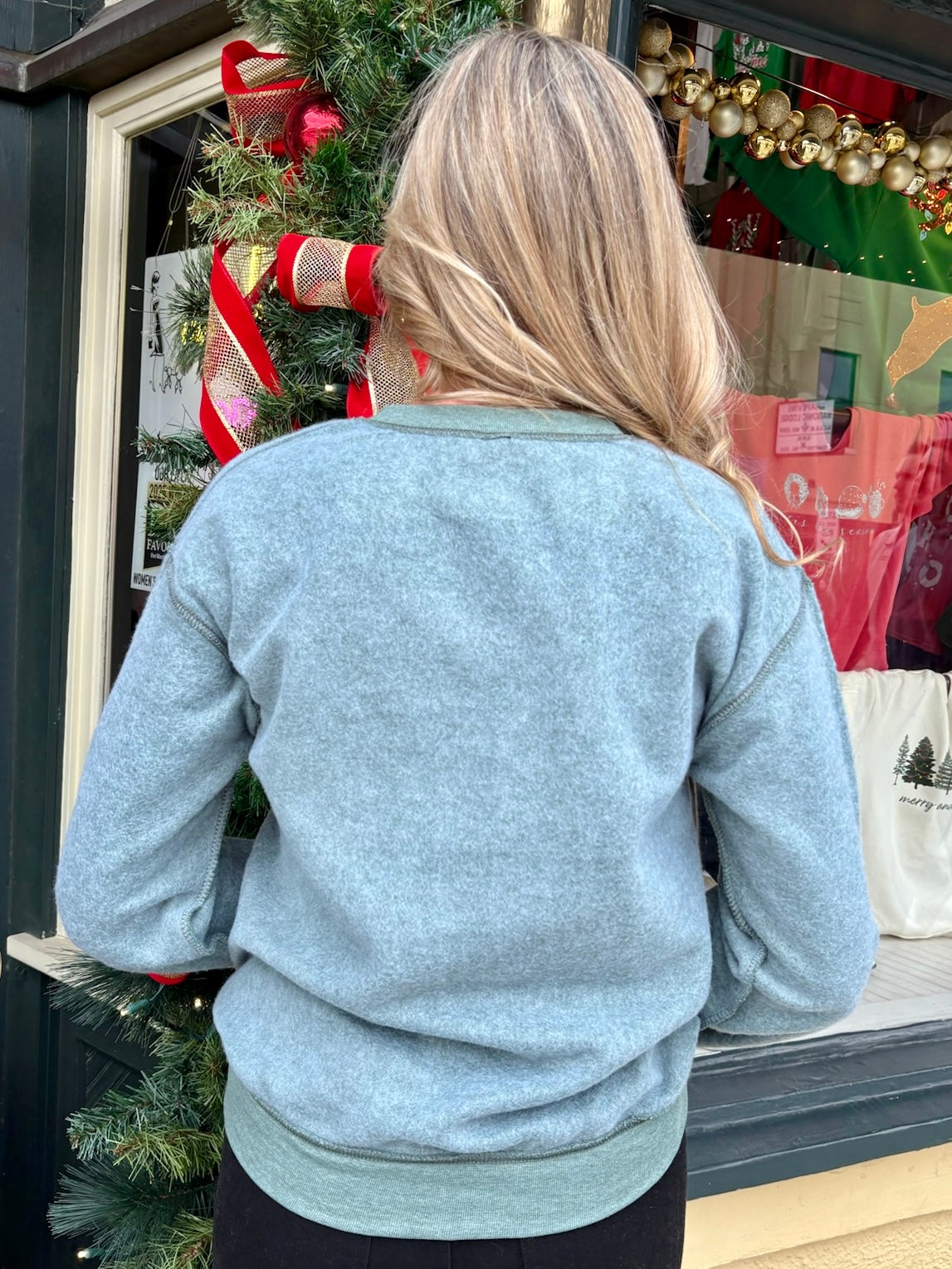 Drink Up Grinches Inverted Sweatshirt in green at ooh la la! in Grapevine TX 76051