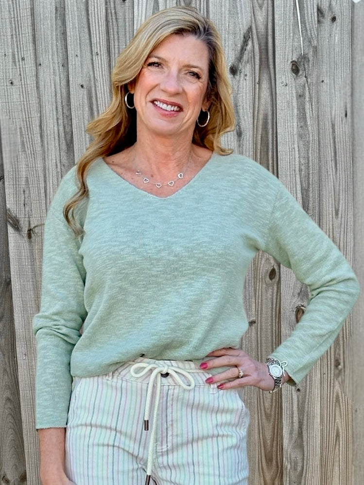 V-Neck Pullover Light Cotton Sweater - 4