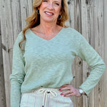 V-Neck Pullover Light Cotton Sweater - 4