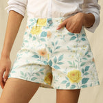 Floral high waisted shorts, watercolor print shorts, cotton floral shorts, women's summer fashion, high rise floral bottoms, breathable summer shorts, chic floral apparel. at ooh la la! in Grapevine TX 76051