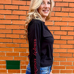 Simply Southern Christmas Tree Long Sleeve Tee In black at ooh la la! in Grapevine TX 76051