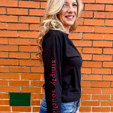 Simply Southern Christmas Tree Long Sleeve Tee In black at ooh la la! in Grapevine TX 76051