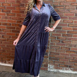 Romance Imagined Velour Midi Dress In mulberry arch la la! in Grapevine TX 76051