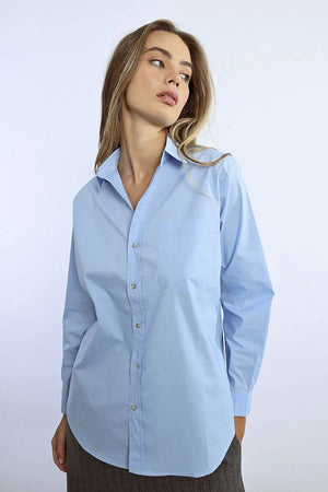 Molly Bracken Classic Cotton Shirt in light blue at ooh la la! in Grapevine TX 76051