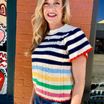 Short Sleeve Striped Knit Top at ooh la la! in Grapevine TX 76051