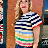 Short Sleeve Striped Knit Top at ooh la la! in Grapevine TX 76051