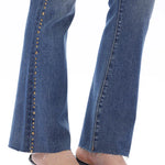 High Rise Boot Cut Brass Rivet Trim Jeans in Medium Blue at ooh la la! in Grapevine TX 76051
