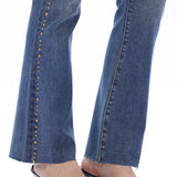 High Rise Boot Cut Brass Rivet Trim Jeans in Medium Blue at ooh la la! in Grapevine TX 76051