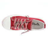 Very G Aman double sneakers, red canvas shoes, gingham ribbon laces, sparkle sneakers, women’s trendy footwear, double lace sneakers, comfortable red flats, Very G shoes. at ooh la la! in Grapevine TX 76051