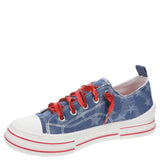 Very G Aman sneakers, patriotic denim shoes, star print platform sneakers, USA rhinestone sneakers, red sparkle laces, women’s dark denim sneakers, Americana footwear, Very G platform shoes, red white and blue sneakers. at ooh la la! in Grapevine TX 76051