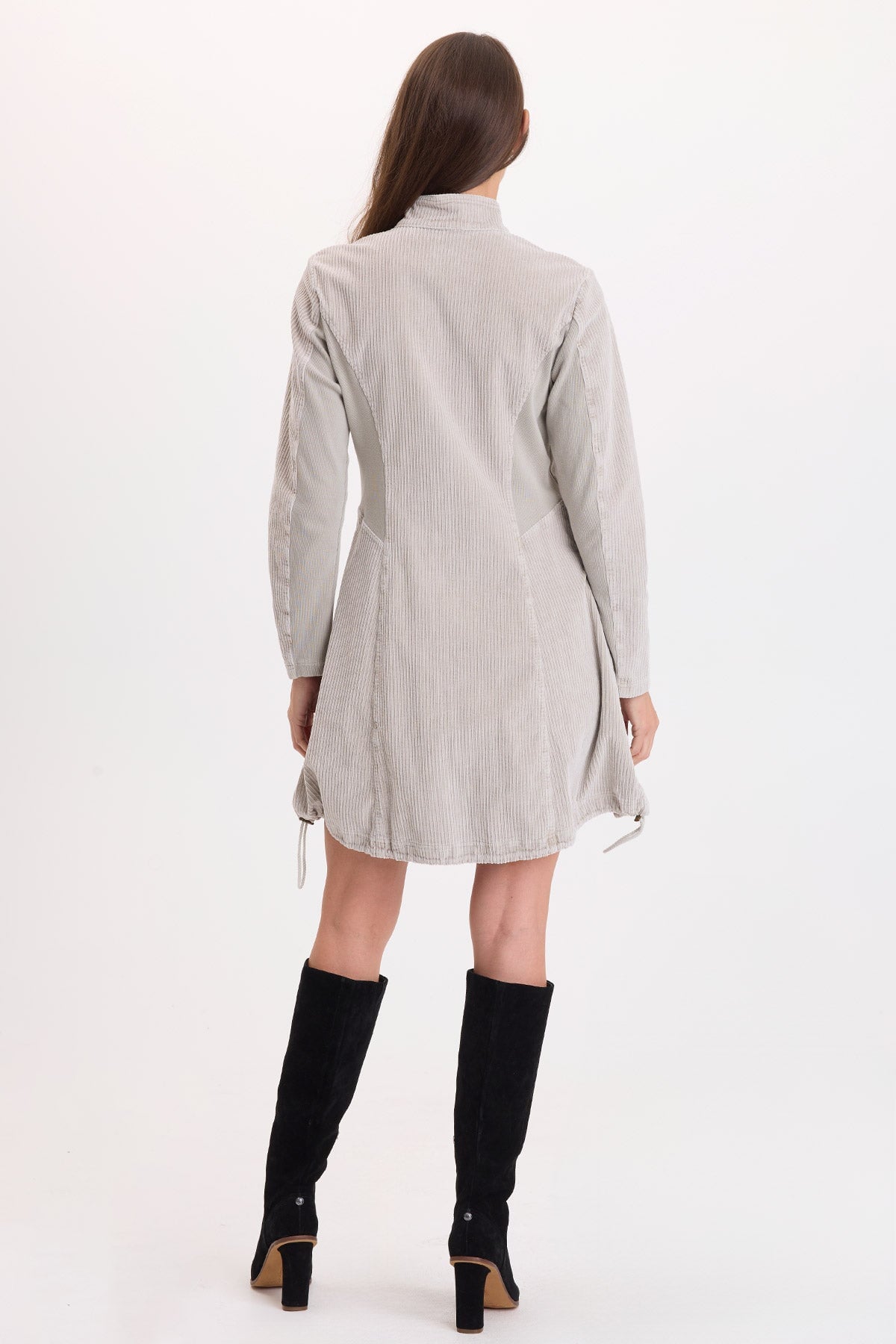 XCVI Uzma Corduroy Jacket Dress in Whitecap Pigment shown from back on model