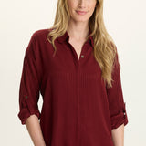 Aeson Button-Up Blouse in Salem’s Door (burgundy) at ooh la la! in Grapevine YX 76051