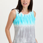 XCVI Ila Tank in Paradox Wash Mermaid colorway, turquoise and gray gradient sleeveless top