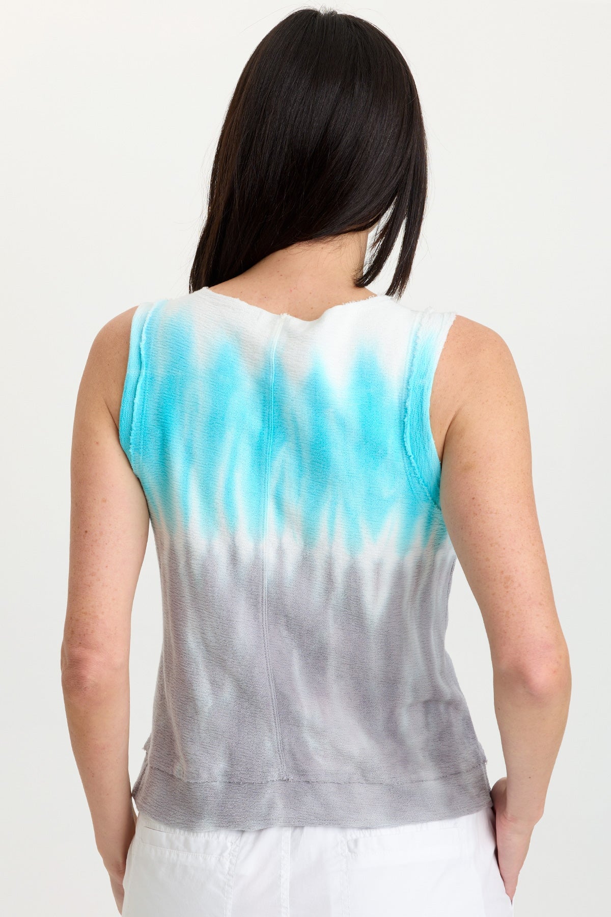 XCVI Ila Tank in Paradox Wash Mermaid, back view on female model