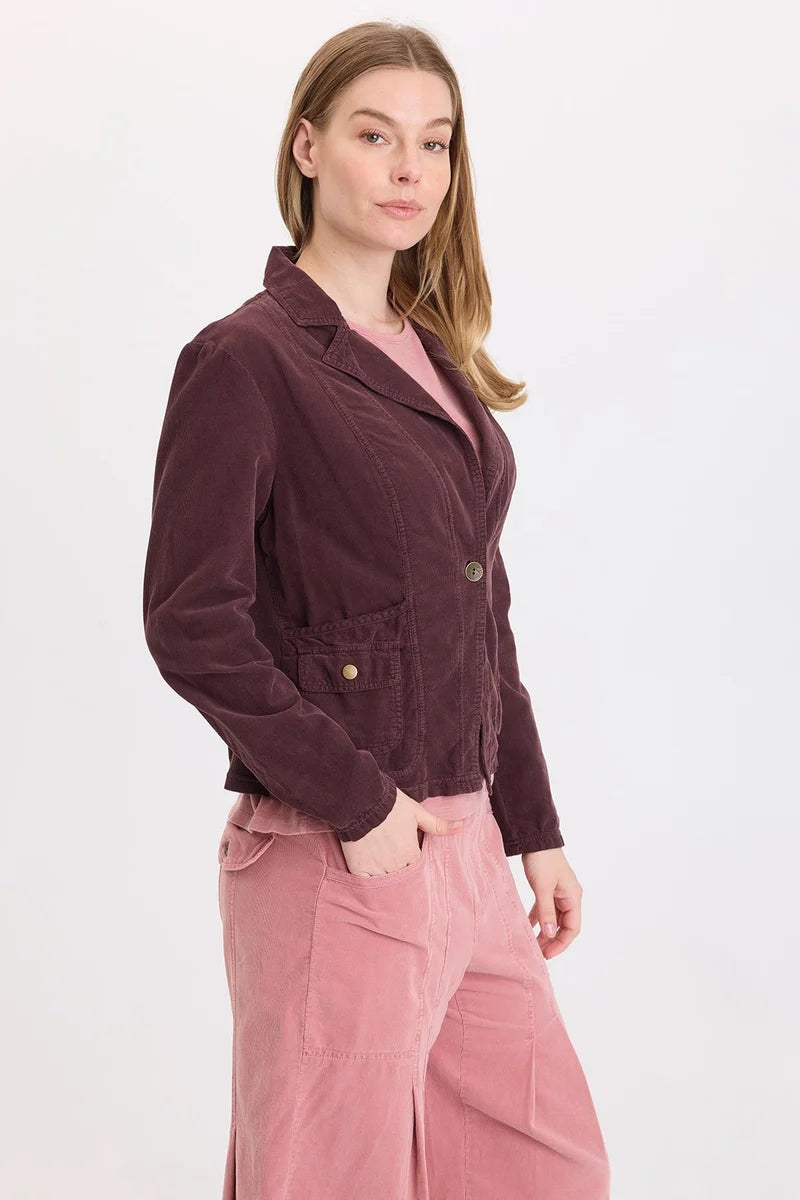 XCVI Jino Corduroy Blazer in Belge - Deep Eggplant Brown at ooh la la! in Grapevine TX 76051