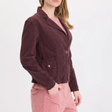 XCVI Jino Corduroy Blazer in Belge - Deep Eggplant Brown at ooh la la! in Grapevine TX 76051