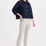 XCVI Cord Penny Legging in Whitecap Pigment, slim fit with ruched leg detail